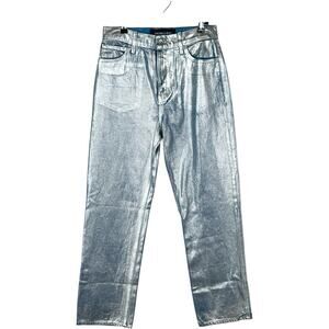 Veronica Beard Daniela High Rise Ankle Jeans Silverwood Metallic Women's 27